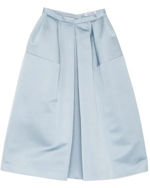 Dice Kayek Pleated Satin-Finish Skirt - Blue