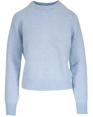 KHAITE Nera Ribbed Crew-Neck Top - Blue