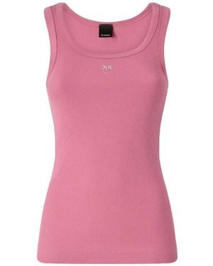 Pinko Logo Round Neck Top - Pink