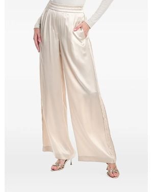 Brunello Cucinelli Side-Slit Satin Trousers - White