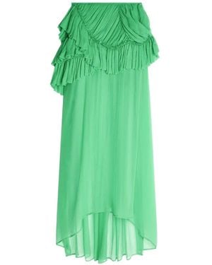 Dries Van Noten Ruffled Silk Skirt - Green
