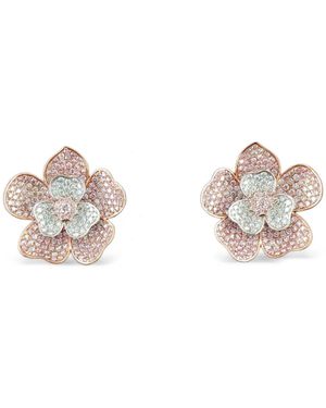 HYT Jewelry Flower Diamond Earrings - Metallic