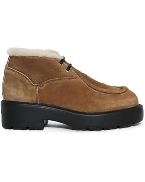 Miu Miu Suede Lace-Up Boots - Brown