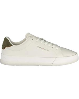 Tommy Hilfiger Pebble Grain Court lace-up leather sneakers - Weiß