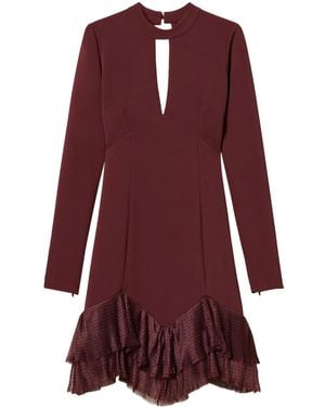 Twinset Pleated Tulle Flounces Mini Dress - Red