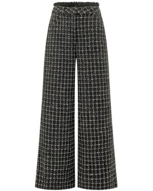 MSGM Tweed Frayed-Edge Trousers - Black