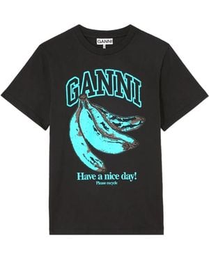Ganni Graphic-Print T-Shirt - Black