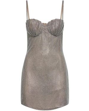 GIUSEPPE DI MORABITO Crystal-Embellished Sweetheart-Neck Mini Dress - Grey