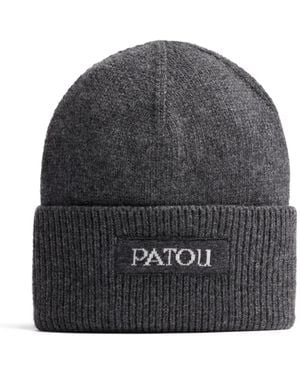 Patou Logo-Patch Beanie Hat - Gray
