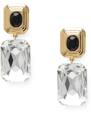 Alessandra Rich Crystal-Pendant Clip-On Earrings - Metallic