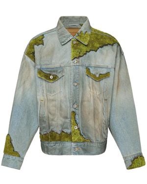 Doublet Moss-Patchwork Denim Jacket - Green