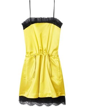 Off-White c/o Virgil Abloh Lace-Trim Duchess Satin Weave Minidress - Yellow