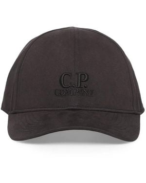 C.P. Company Casquette En Gabardine À Logo Brodé - Black
