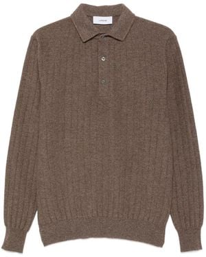 Lardini Polo A Coste Con Maniche Lunghe - Marrone
