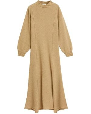 Rodebjer Tanner Midikleid Mit Nahtdetail Aus Merinowolle - Natur
