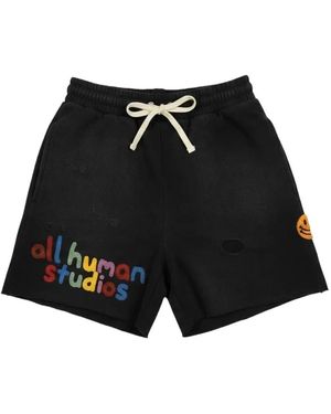 ALL HUMAN Honeymoon Embroidered Shorts - Black