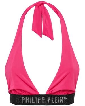 Philipp Plein Haut De Bikini À Dos Nu Et Bande Monogrammée - Pink