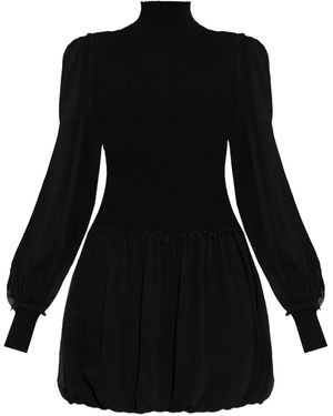 FRAME Robe Courte À Manches Transparentes - Black