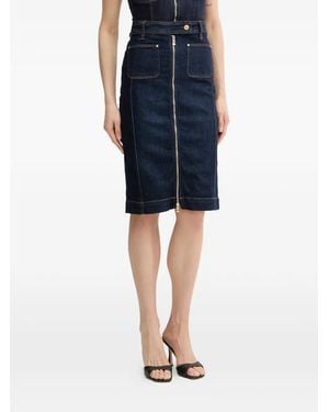Guess Zip-Up Denim Pencil Skirt - Blue