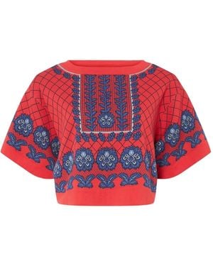 Temperley London Grid-Pattern T-Shirt - Red