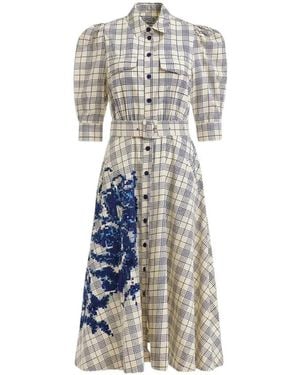 Essentiel Antwerp Check-Print Sequin-Embellished Maxi Dress - White