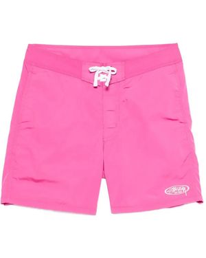 Stussy Logo-Embroidered Swim Shorts - Pink