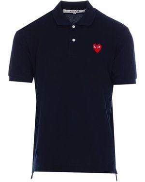 COMME DES GARÇONS PLAY Heart-patch Polo Shirt - ブルー
