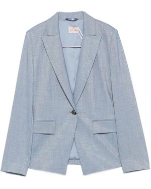 Marella Metallic-effect notched-lapel suit - Blau