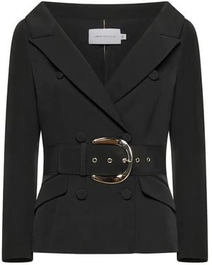 SIMONA CORSELLINI Belted Double-Breasted Jacket - Black