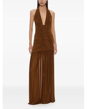 Christopher Esber Orion Halterneck Ruched Gown - Brown