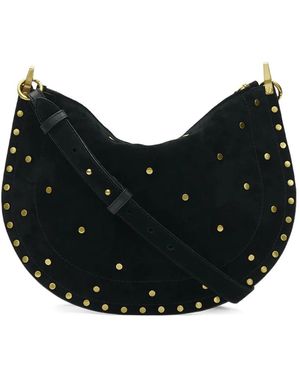 Isabel Marant Oskan Soft Zip Suede Leather Bag - Black