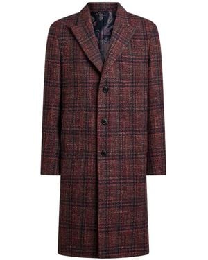 Etro Wool And Cashmere Coat With Check Motif - Purple