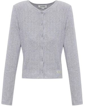 Sporty & Rich Pointelle-Knit Button-Up Cardigan - Grey