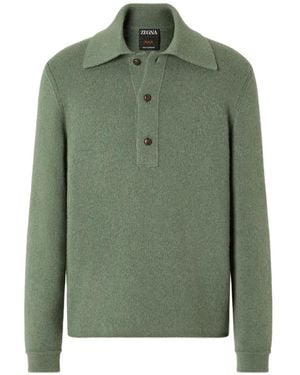 ZEGNA Light Mélange Oasi Cashmere Polo Shirt - Green