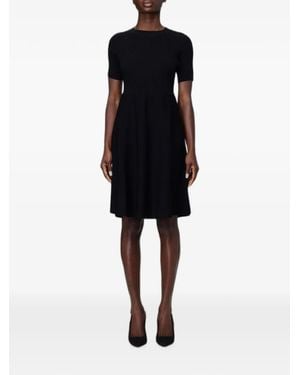 Emporio Armani Short-Sleeve Ribbed-Knit Mini Dress - Black
