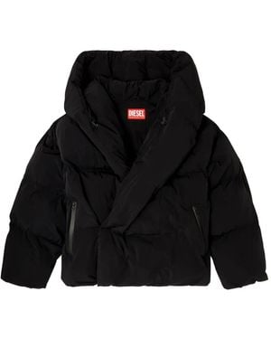 DIESEL Hooded Down Jacket - Black
