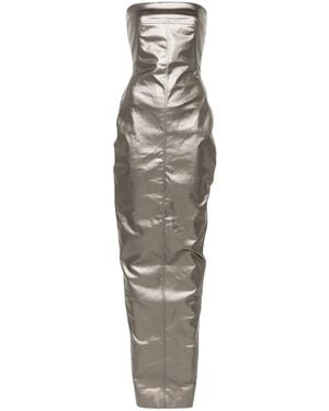 Rick Owens Lido Corset Coated Denim Gown - Metallic
