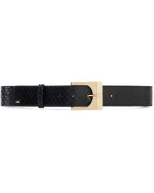 Elisabetta Franchi Leather Belt With Fish-Scale Pattern - White