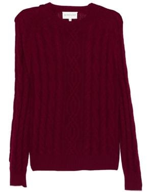 Bompard Cable-Knit Round-Neck Jumper - Purple