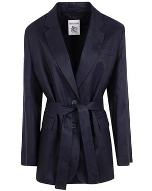 Semicouture Belted Single-Breasted Blazer - Blue