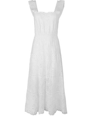 Temptation Positano Paprika Kleid mit Lochmuster - Weiß