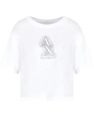 ARMANI EXCHANGE Logo-Embroidered T-Shirt - White