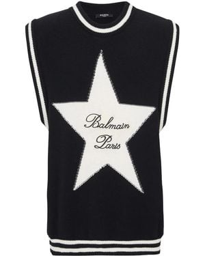 Balmain Pullunder Mit Signature Star-Muster - Schwarz
