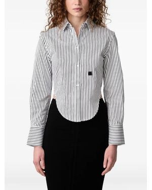 WRSTBHVR Quinn Vertical-Stripe Curved-Hem Shirt - Grey