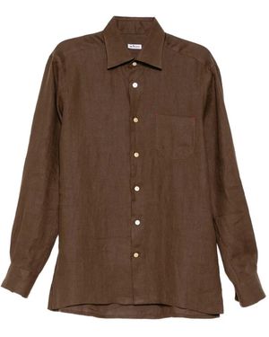 Kiton Linen Patch-Pocket Shirt - Brown
