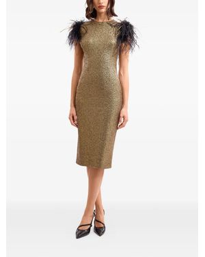 Gemy Maalouf Sequined Feather Midi Dress - Natural