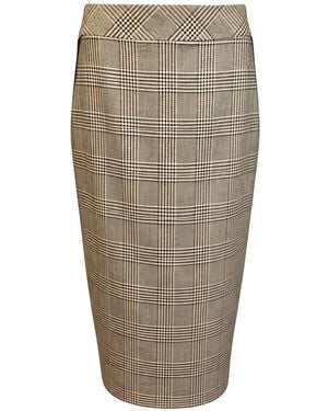D.exterior Checked Midi Pencil Skirt - Natural