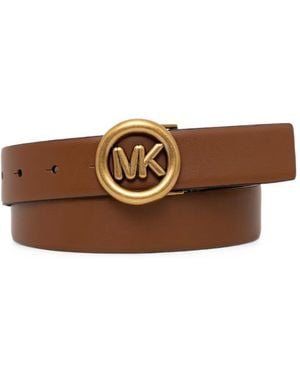 MICHAEL Michael Kors Mk Logo-Plaque Belt - Brown
