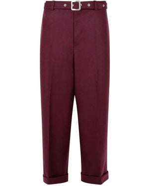 Jil Sander Belted Wool Pants - Purple