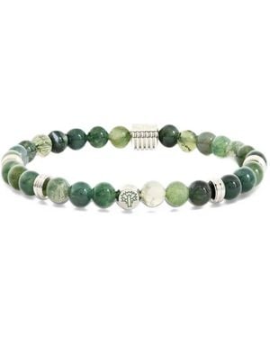Pal Zileri Beaded Logo-Engraved Bracelet - Green